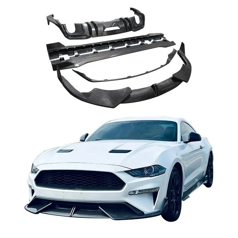 Carbon Fiber Body Kit for  Mustang 2018-2023 Front Lip Splitters Side Skirts Rear Diffuser